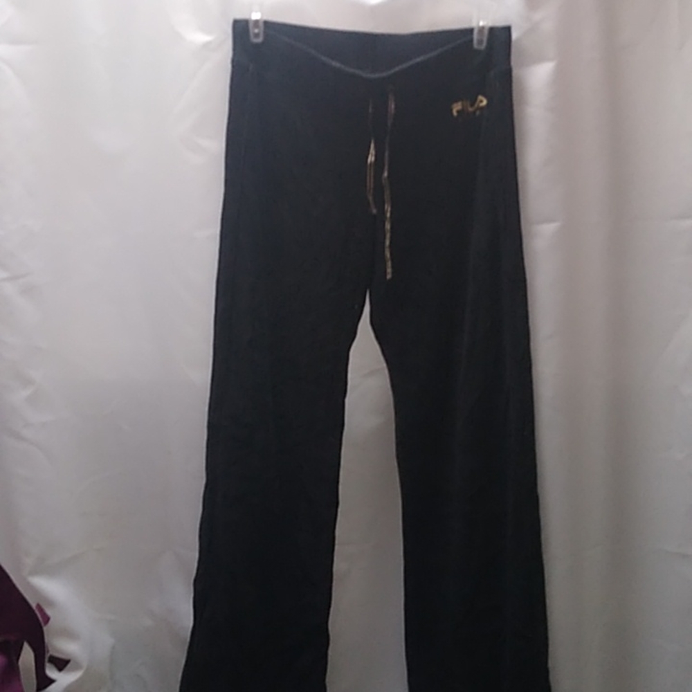 Black Fila sweat pants with gold details